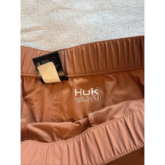 Huk Men's Shorts Medium Orange Cargo Creekbed Pull on Buckle Gorpcore Hiking - Picture 12 of 14